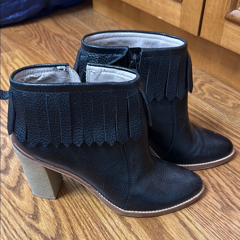 Black Fringe Ankle Boots
